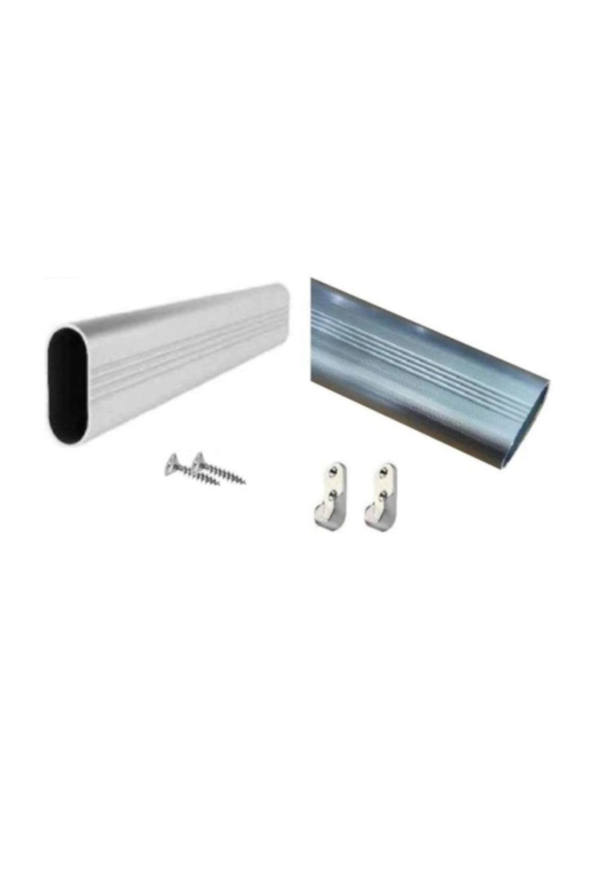 Alüminyum 90cm Uzunluk Dolap Içi Oval Askı Borusu + 2 Adet Flanş + Montaj Vidaları