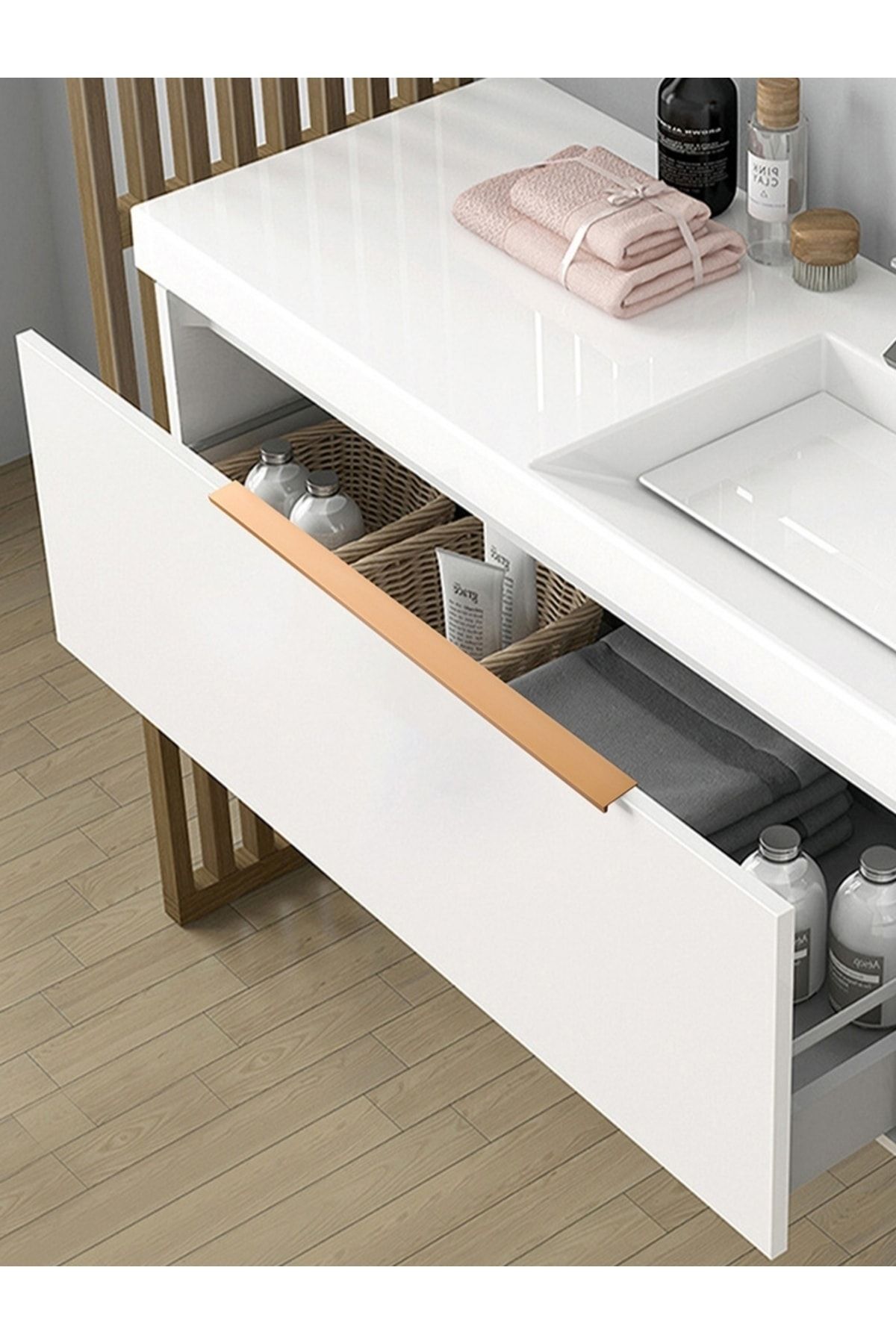 YARİS ( ALTIN ) 10CM ENTEGRE KULP ARKADAN VİDALANIR ÇEKMECE TV ÜNİTE KONSOL ŞİFONYER KAPAK KULP 10CM