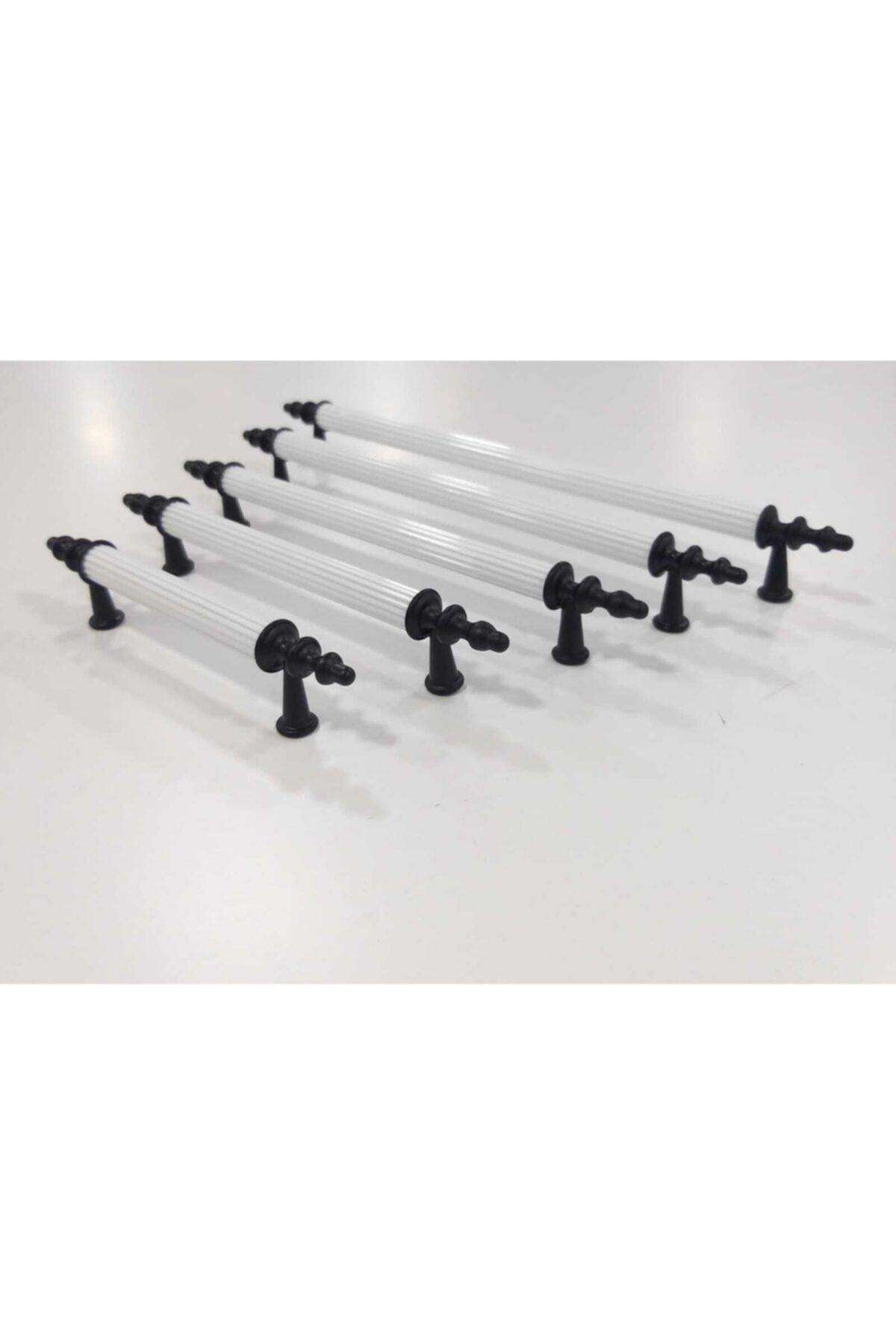 (2 ADET) Asos Siyah - Beyaz Kulp 192mm Mobilya Vestiyer Çekmece Dolap Kulpu 192mm