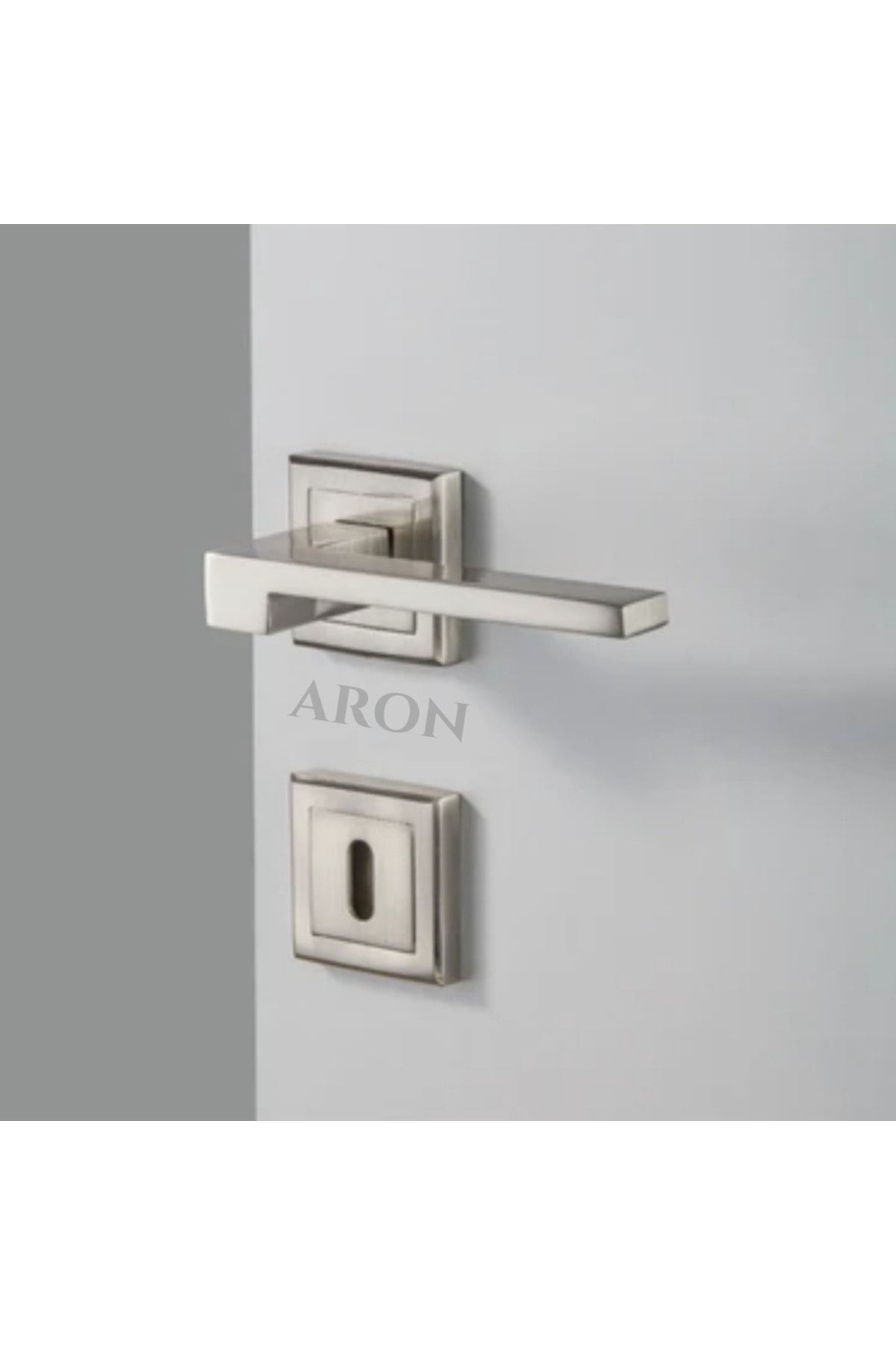 Lüx Anka Kare Rozetli Saten Nikel (BANYO-WC) Kapı Kolu Alüminyum / Çelik