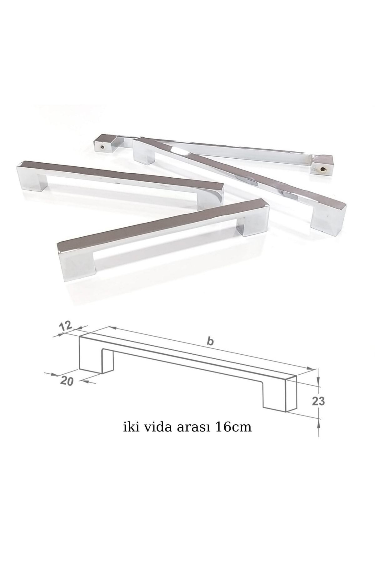 (2 ADET) Sofuoğlu Yakut12mm Kulp Krom Parlak Mutfak Dolap Kapak Çekmece Tv Ünite Kulpu **160mm**