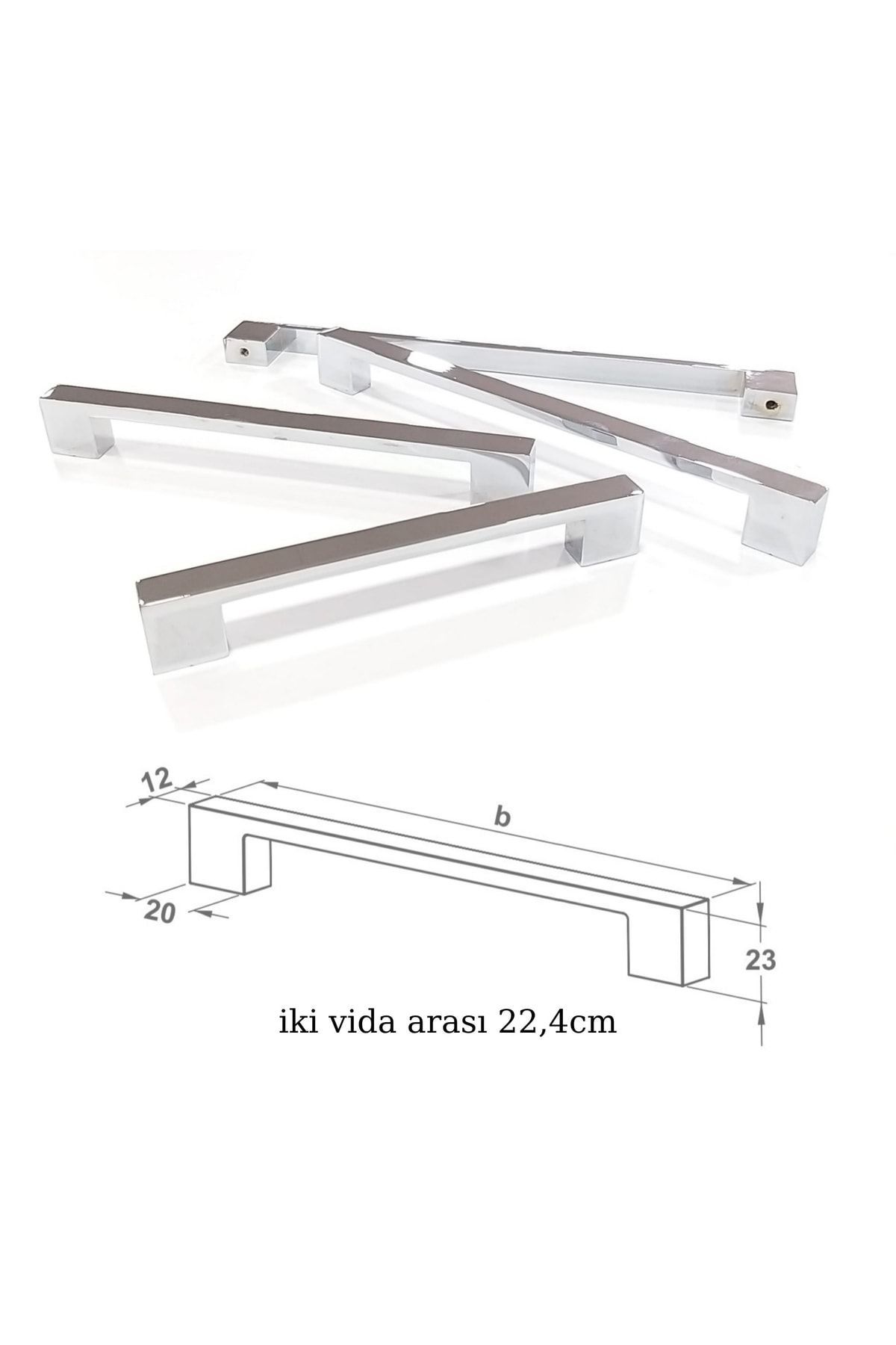 (2 ADET) Sofuoğlu Yakut12mm Kulp Krom Parlak Mutfak Dolap Kapak Çekmece Tv Ünite Kulpu **224mm**