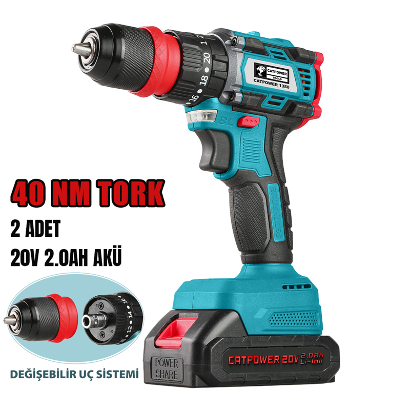 KÖMÜRSÜZ AKÜLÜ VİDALAMA 20V Lİ-İON 2.0Ah