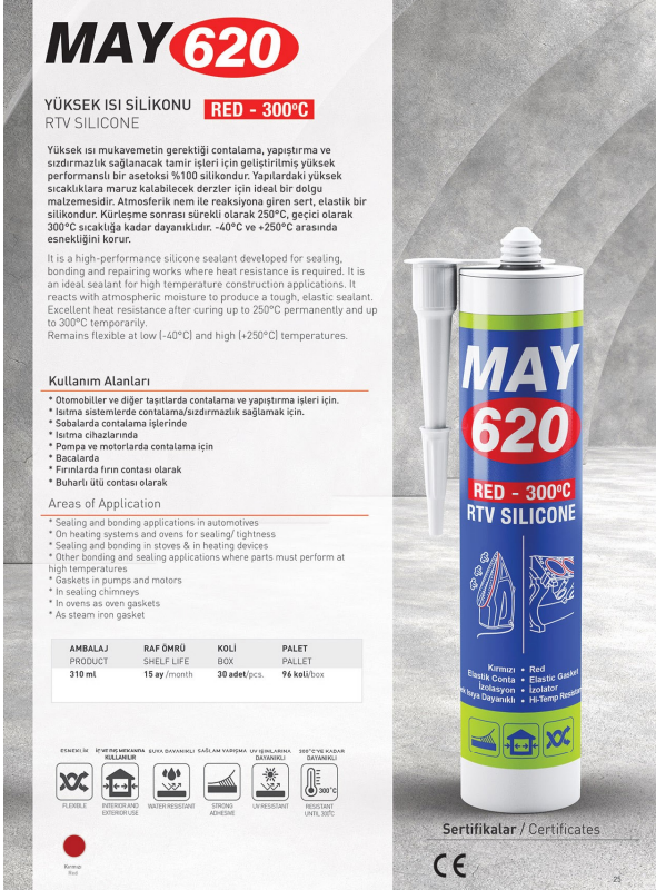 MAY620 Yüksek Isı Silikonu 310 ML