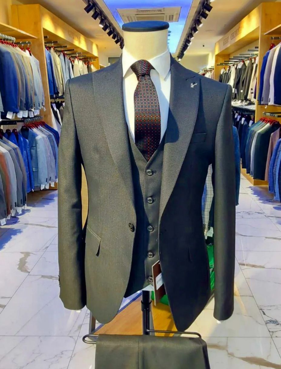 6 Drop Armürlü Siyah Slimfit Full Set Takım Elbise Kravat Değişkenlik Gösterebilir