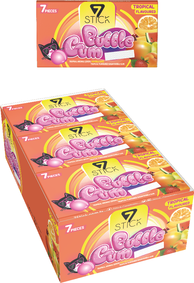 7STICK SEKERLI 7LI TROPIKAL AROMALI SAKIZ 14,5gr (24 Adet)