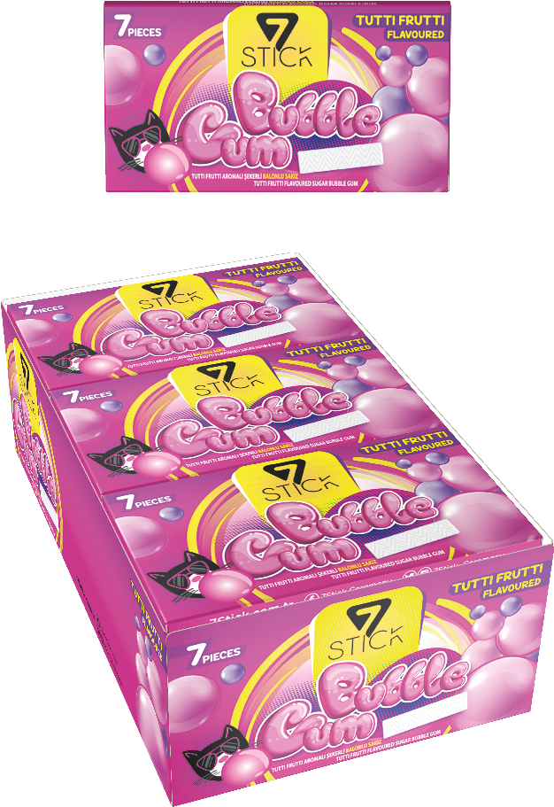 7STICK SEKERLI 7LI TUTTI FRUTTI AROMALI SAKIZ 14,5gr (24 Adet)
