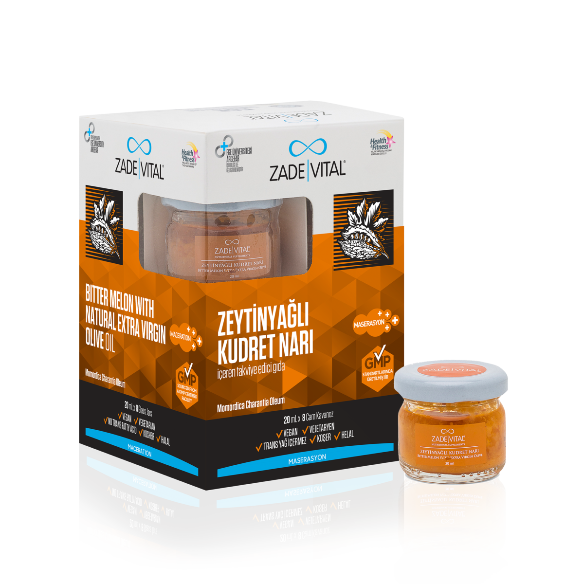 Zade Vital Zeytinyağlı Kudret Narı 20ML x 8 Cam Kavanoz - (SKT: 05/2026)