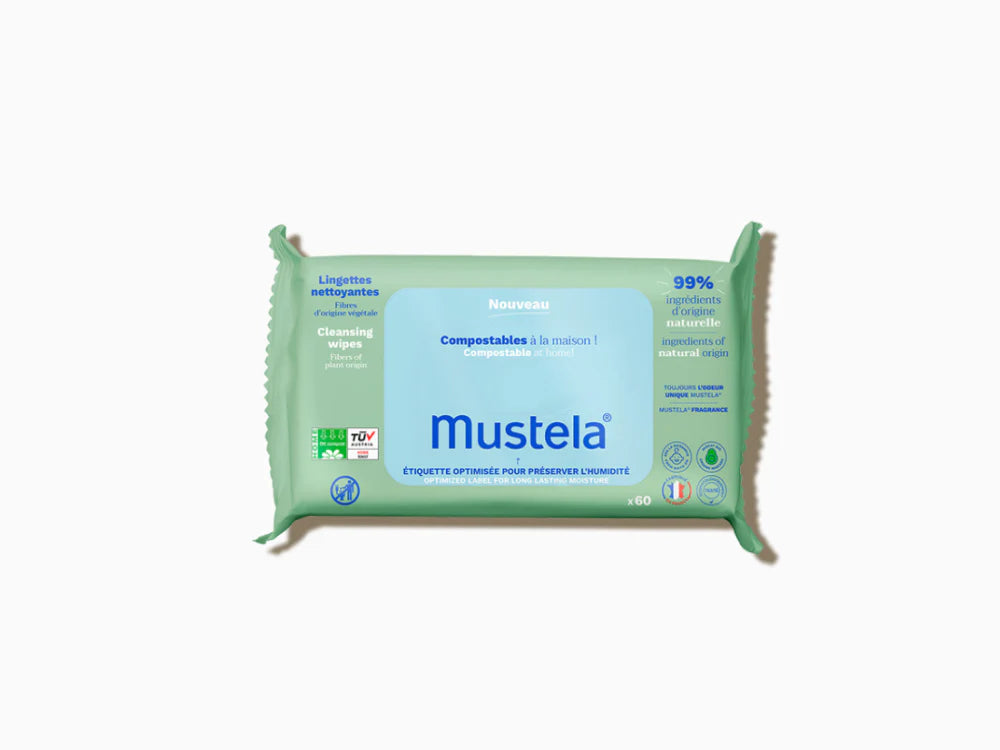 Mustela Kompost Edilebilir Islak Mendil 60 yaprak - (SKT: 10/2026)