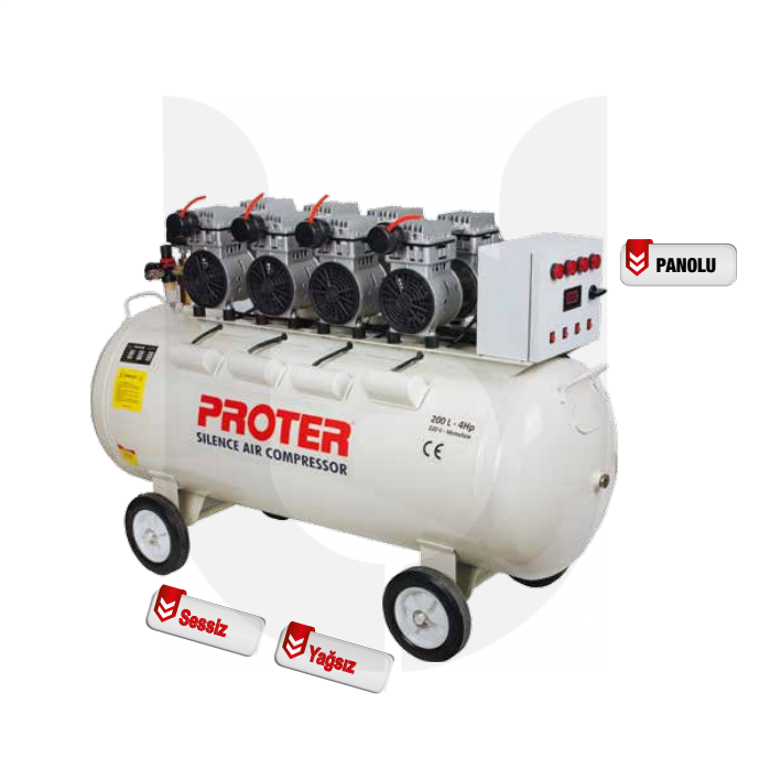 PROTER 220 Litre PR 226 S Sessiz Ve Yağsız Hava Kompresörü