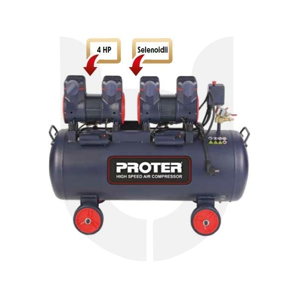 PROTER 100 Litre PR 104 HZ Hızlı Yağsız Hava Kompresörü