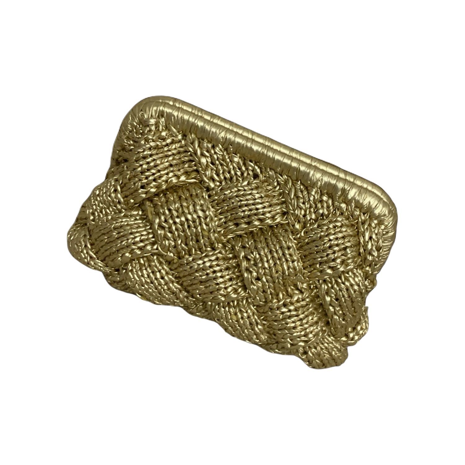 YELLOW PUZZLE LUXURY METALILIC CROCHET BAG