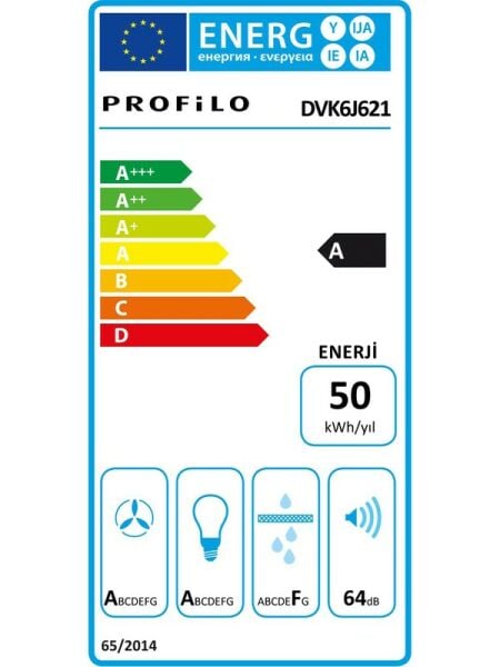 PROFİLO DVK6J621 Beyaz Cam Yüzey Duvar Tipi Davlumbaz