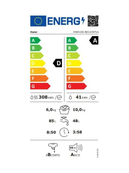 HWD100-BD14397US 10 kg Yıkama 6 kg Kurutma Wi-Fi Bağlantılı 1400 Devir Kurutmalı Çamaşır Makinesi