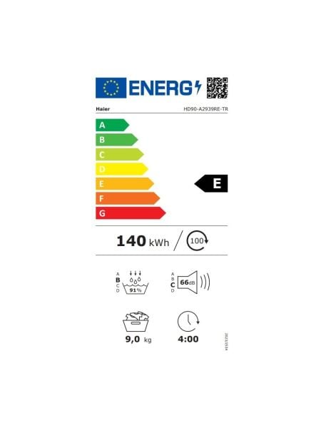 HAIER HD90-A2939RE-TR 9 kg Wi-Fi Bağlantılı Antrasit Isı Pompalı Kurutma Makinesi