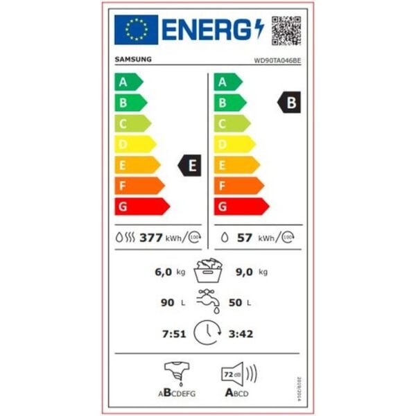 Samsung WD5000T WD90TA046BE1AH 1400 Devir 9+6 KG Kurutmalı Çamaşır Makinesi