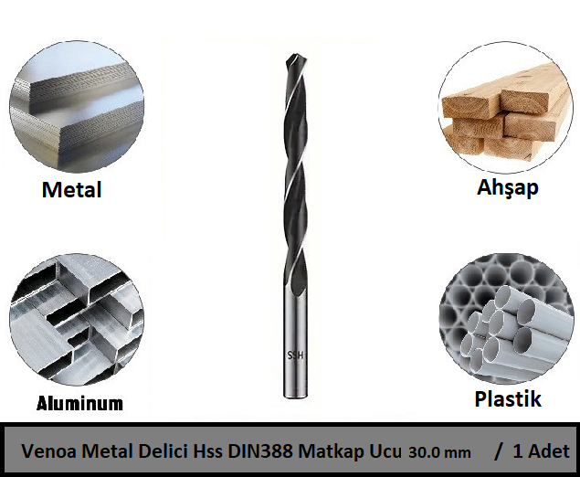 Venoa Metal Delici Hss DIN388 Matkap Ucu 30.0 mm Paket 1 Li