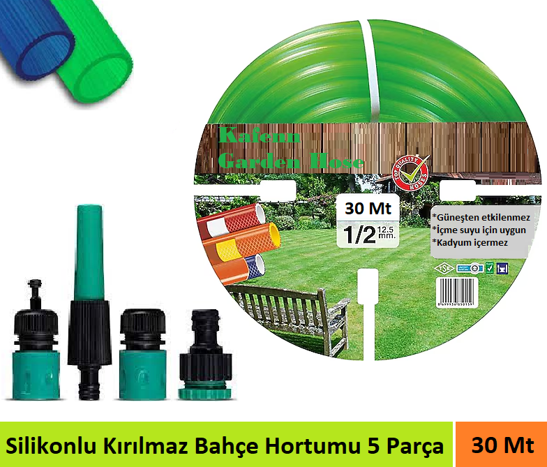 Venoa VE30 Bahçe Hortumu Pvc Silikonlu Kırılmaz 5 Parça Set 30 Mt