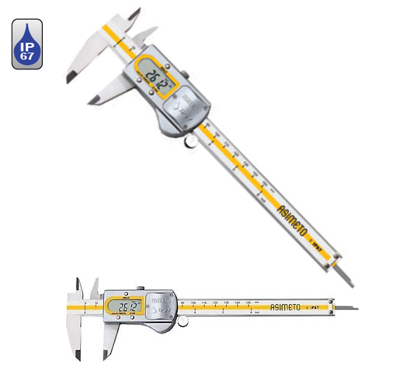 Asimeto Profesyonel Dijital Kumpas Metal Kasa Su Geçirmez 0,01-150 mm