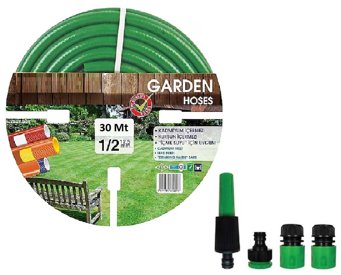 Venoa Garden VGG30 Kırılmaz Örgülü Bahçe Su Hortum Seti 30 Mt 5 Parça