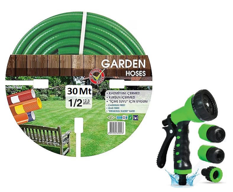 Venoa Garden VGM30 Kırılmaz Örgülü Bahçe Su Hortumu 30 Mt 5 Parça