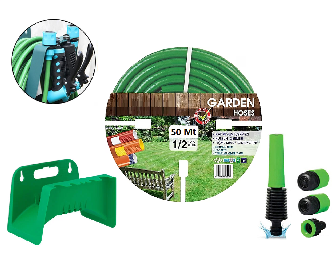 Venoa Garden VGR50 Kırılmaz Örgülü Bahçe Su Hortumu 50 Mt 6 Parça
