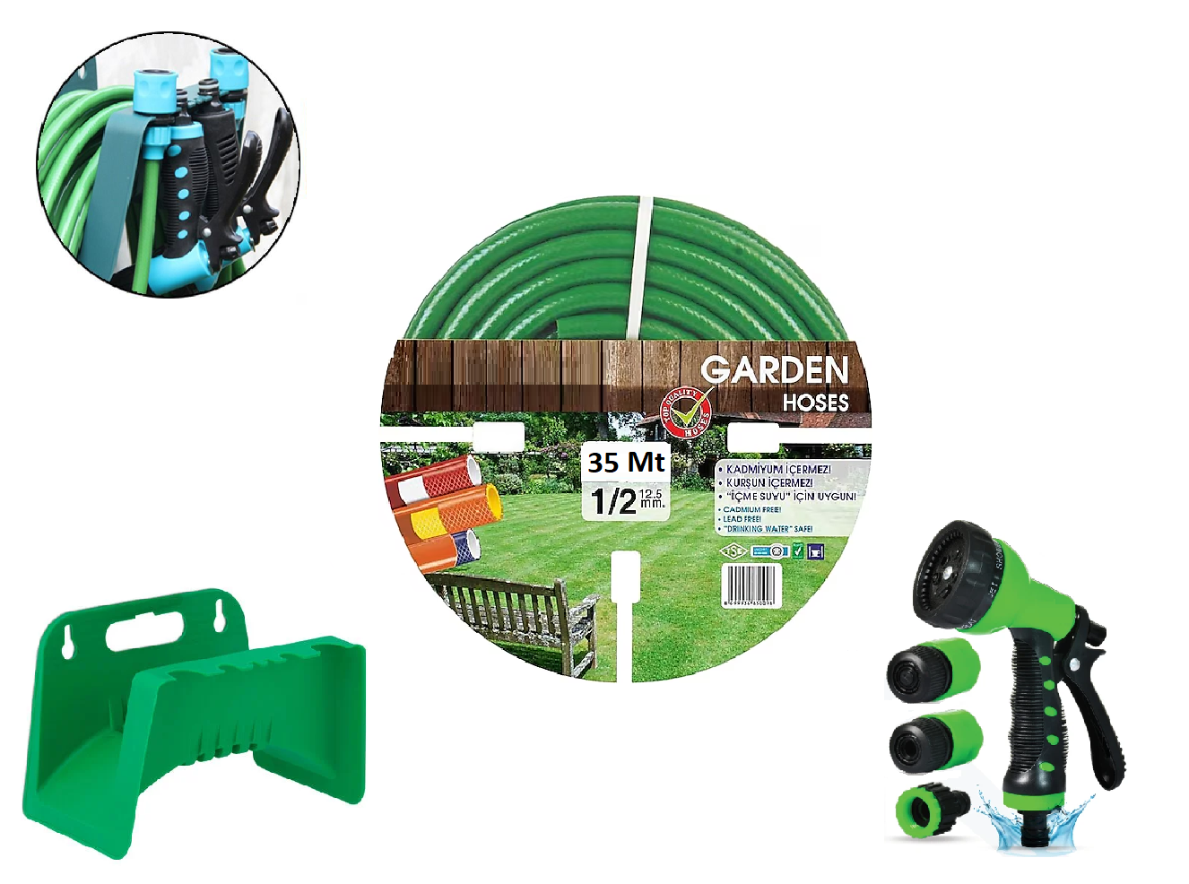 Venoa Garden VGS35 Kırılmaz Örgülü Bahçe Su Hortumu 35 Mt 6 Parça