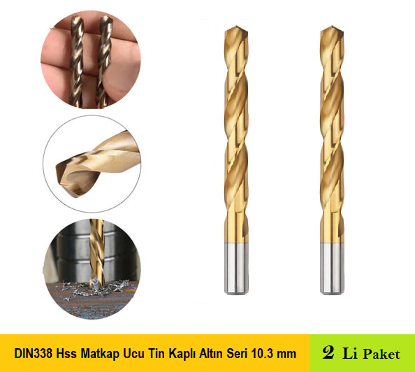 Venoa DIN338 Hss Matkap Ucu Tin Kaplı Altın Seri 10.3 mm