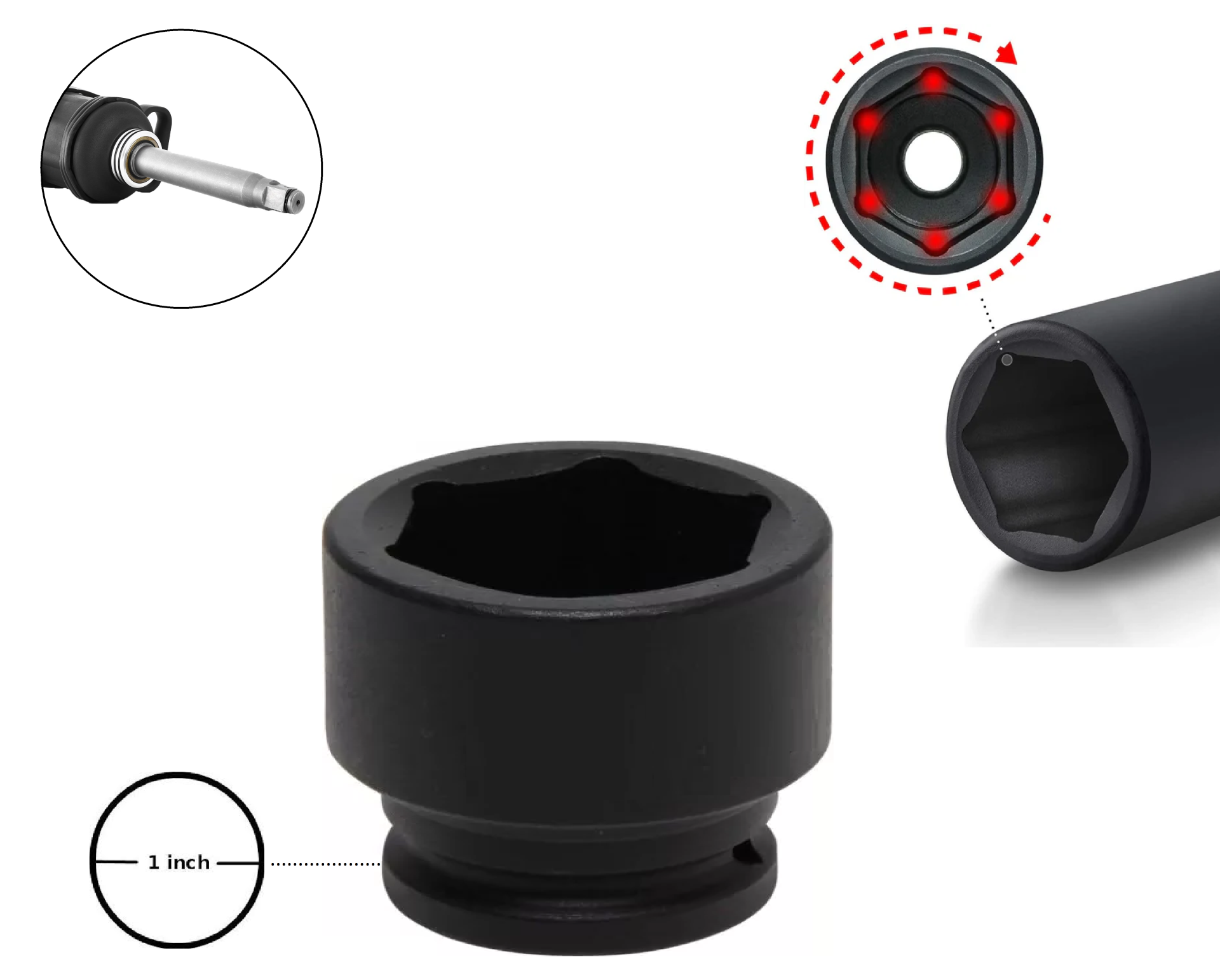 İzeltaş Ağır Sanayi Tipi Havalı Tabanca Lokması 1 İnch Kısa 60 mm