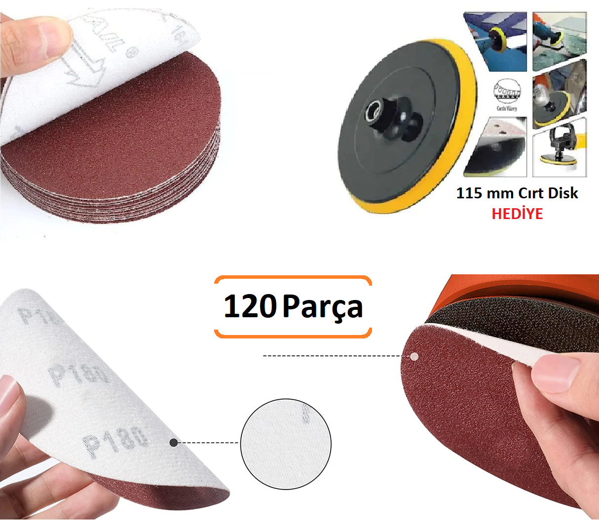 Venoa Cırt Zımpara Kağıdı 115 mm Paket 120 Adet