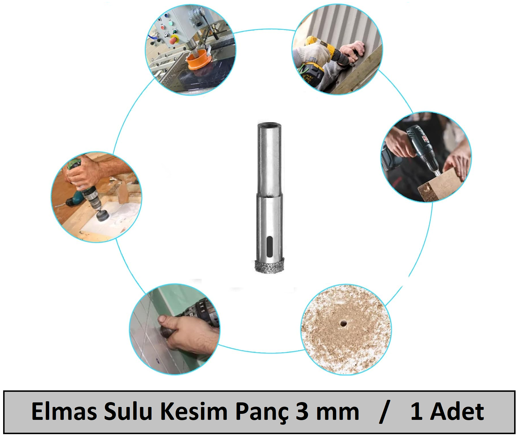 Venoa Cam Mermer Granit Fayans Delici Panç Seti Sulu Kesim 3 mm