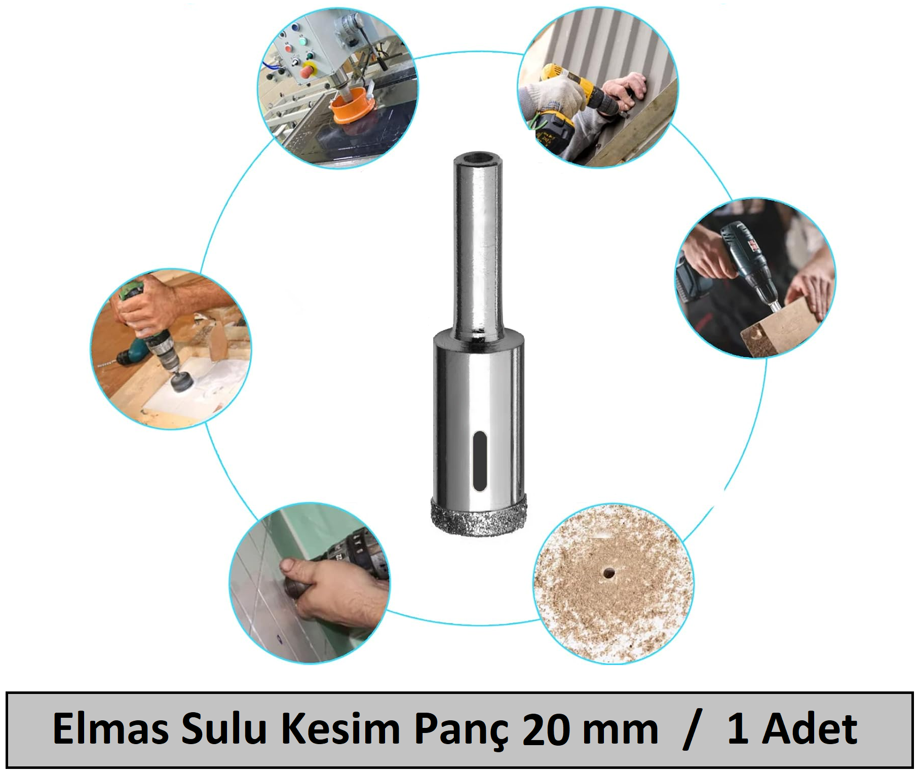 Venoa Cam Mermer Granit Fayans Delici Panç Seti Sulu Kesim 20 mm