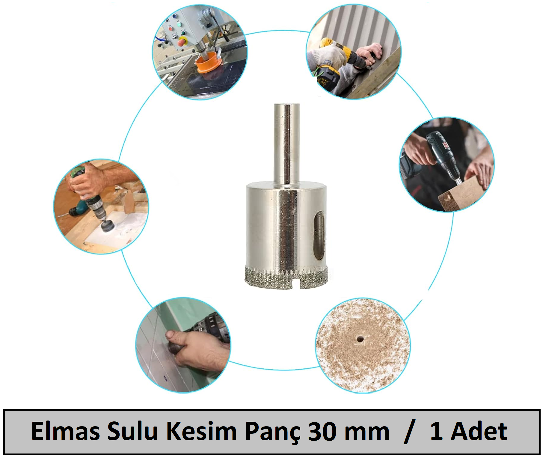 Venoa Cam Mermer Granit Fayans Delici Panç Seti Sulu Kesim 30 mm
