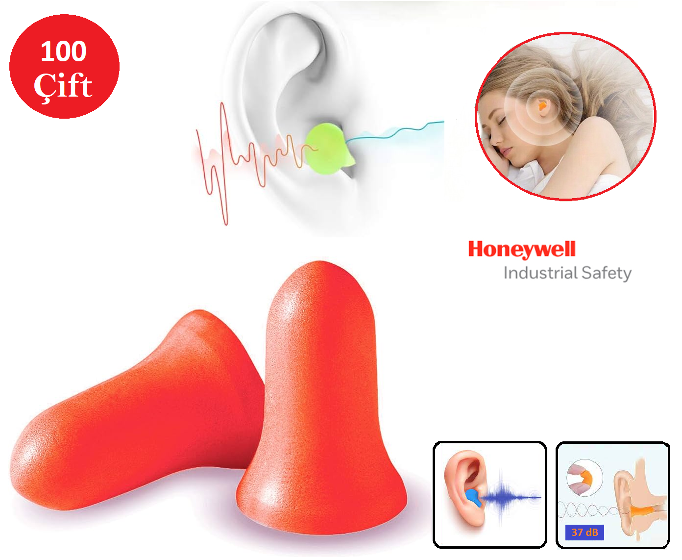 Honeywell Howard Leight Silikonlu Kulak Tıkacı Yıkanabilir 37 dB 100 Çift