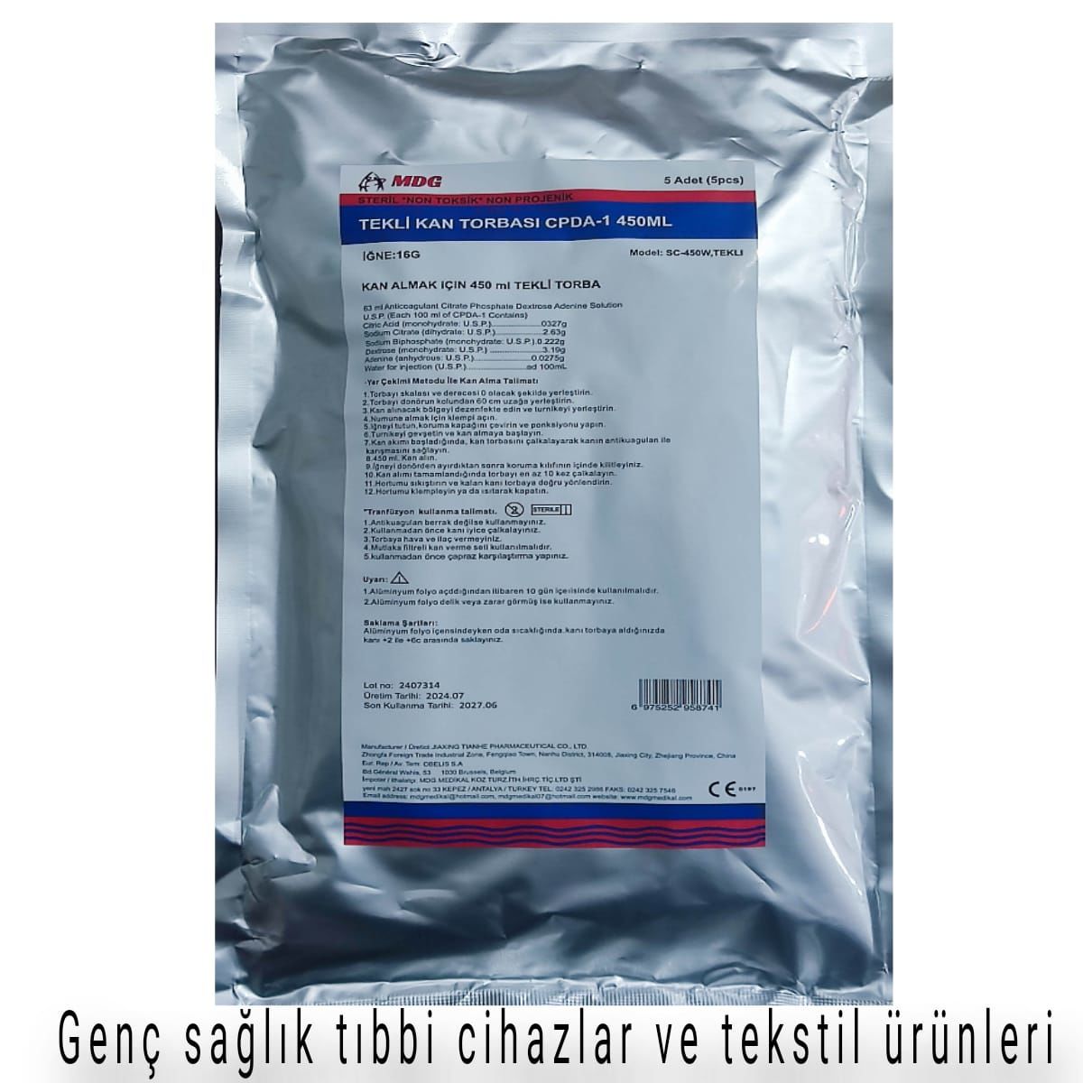 Kan Torbası Tekli .flebotomi Seti- 450 Ml-15 adet