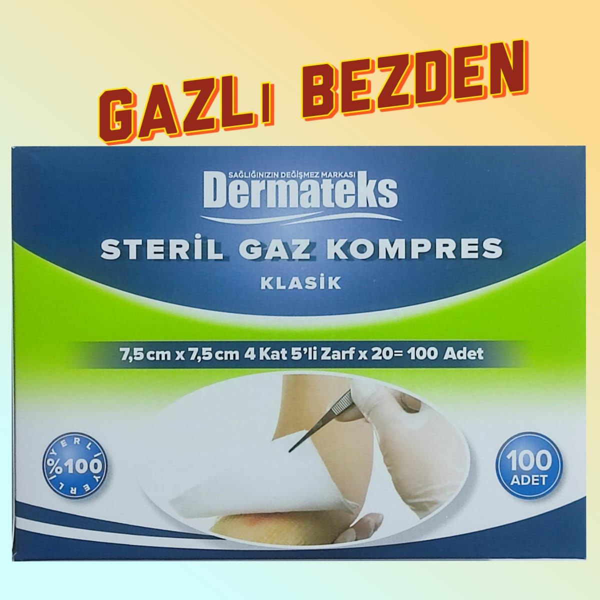 Steril Spanç.Gaz Kompres(7,5x7,5cm 4 Kat 100'lü)DERMATEKS