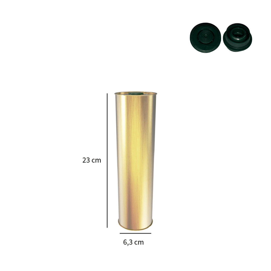 Sarkap 0,75 L (750 ml) Kapaklı Silindir Zeytinyağı Tenekesi Gold