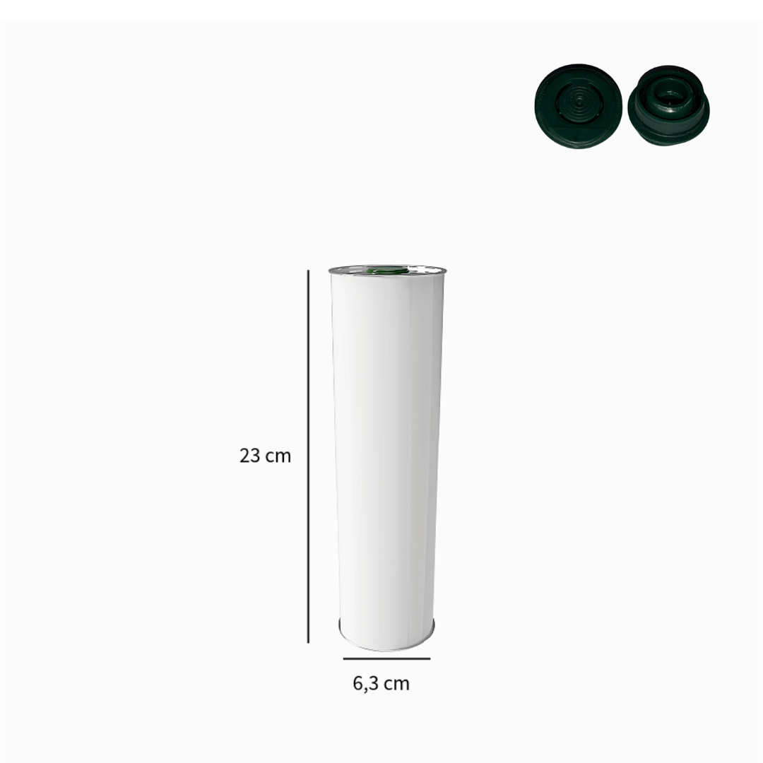 Sarkap 0,75 L (750 ml) Kapaklı Silindir Zeytinyağı Tenekesi Beyaz