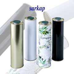 Sarkap 0,75 L (750 ml) Kapaklı Silindir Zeytinyağı Tenekesi Beyaz Yeşil Zeytin