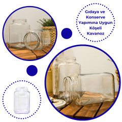 Sarkap 850 ml Kapaksız Köşeli Cam Kavanoz