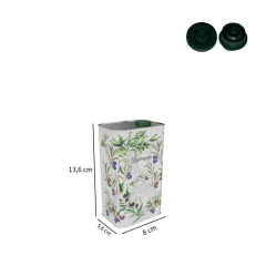 Sarkap 0,5 L (500 ml) Kapaklı Dekoratif Zeytinyağı Tenekesi Pratik Kapaklı - Beyaz Yeşil Zeytin