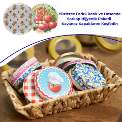 Hijyenik Paketli 10 Adet Kavanoz Kapağı Yeni Yıl Serisi 82 mm BeyazCookie