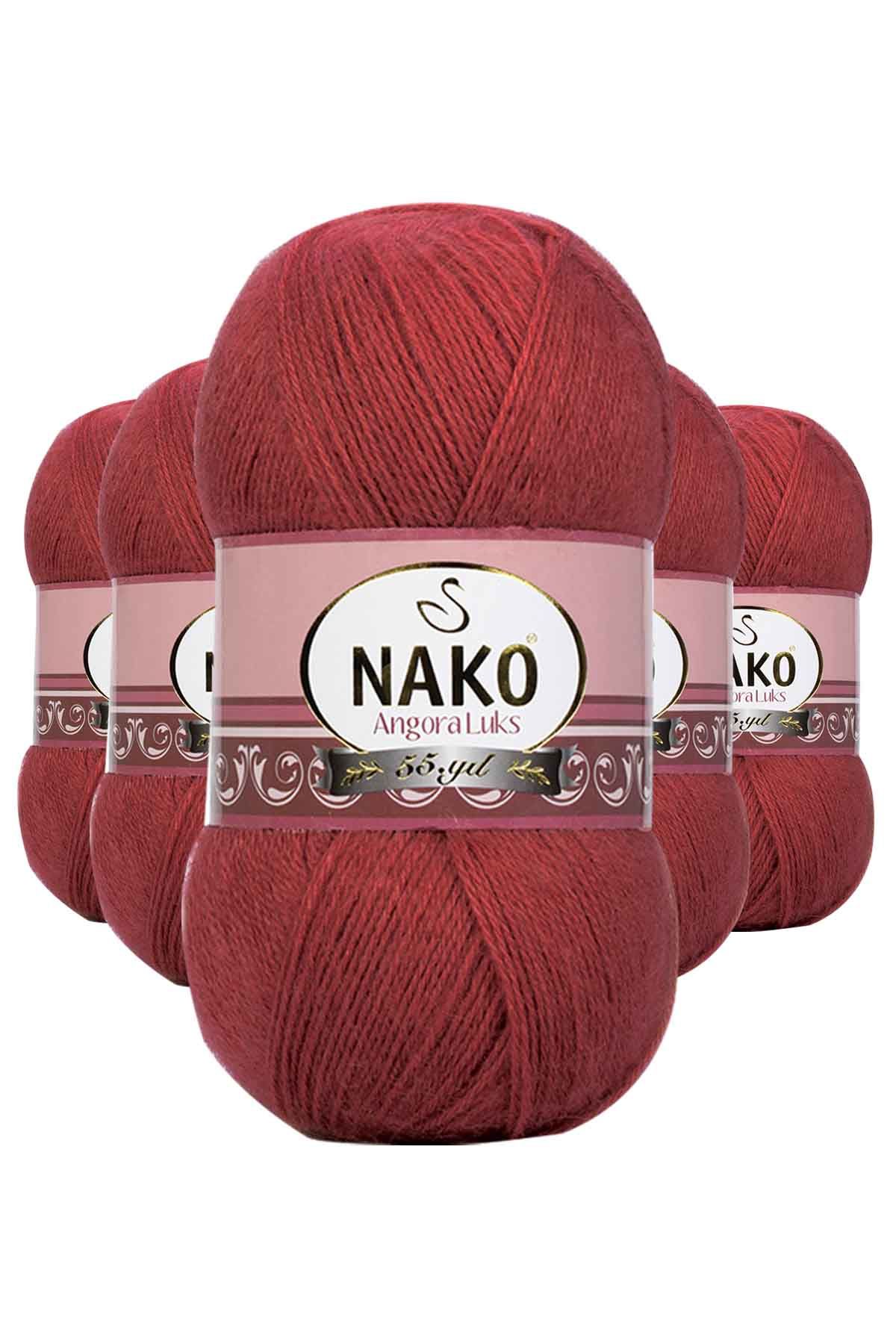 5 Adet Angora Lüks El Örgü İpi Bordo 6679