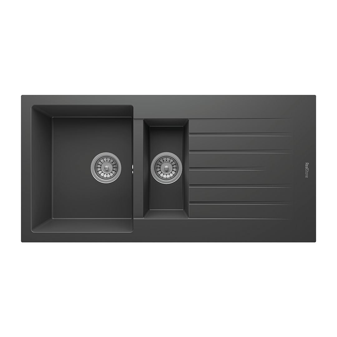 RealStone P005 Troya 100 1.5 Gözlü Damlalıklı Granit Eviye Antrasit