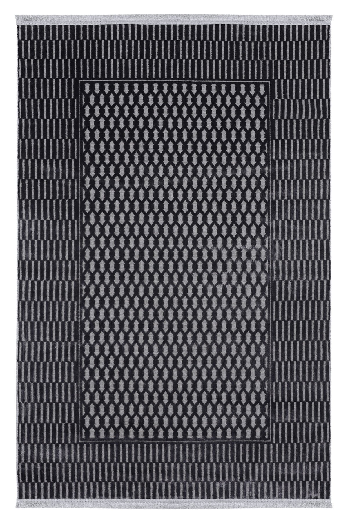 Buhalı Lotus 01 Siyah Salon Oturma Odası Yatak Odası Koridor Makine Halısı