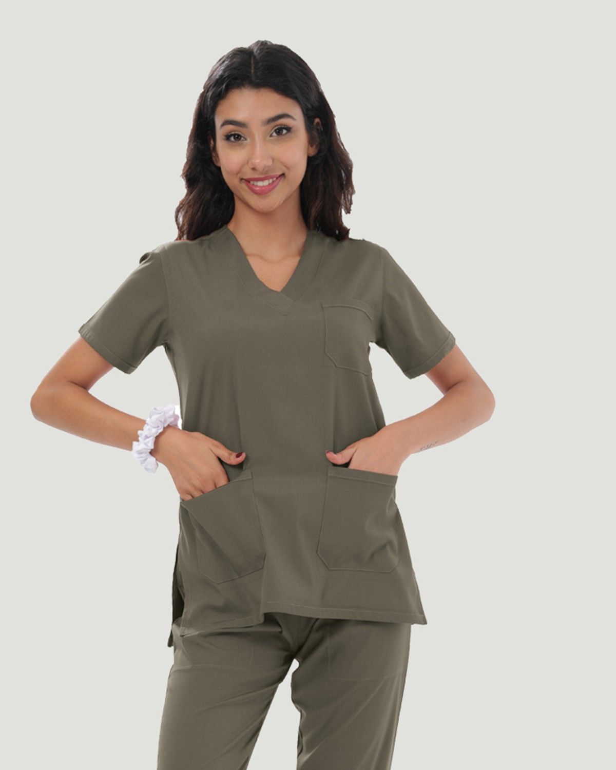 CORE FLEX LİKRALI KADIN CERRAHİ TAKIM XL - Haki Yeşil