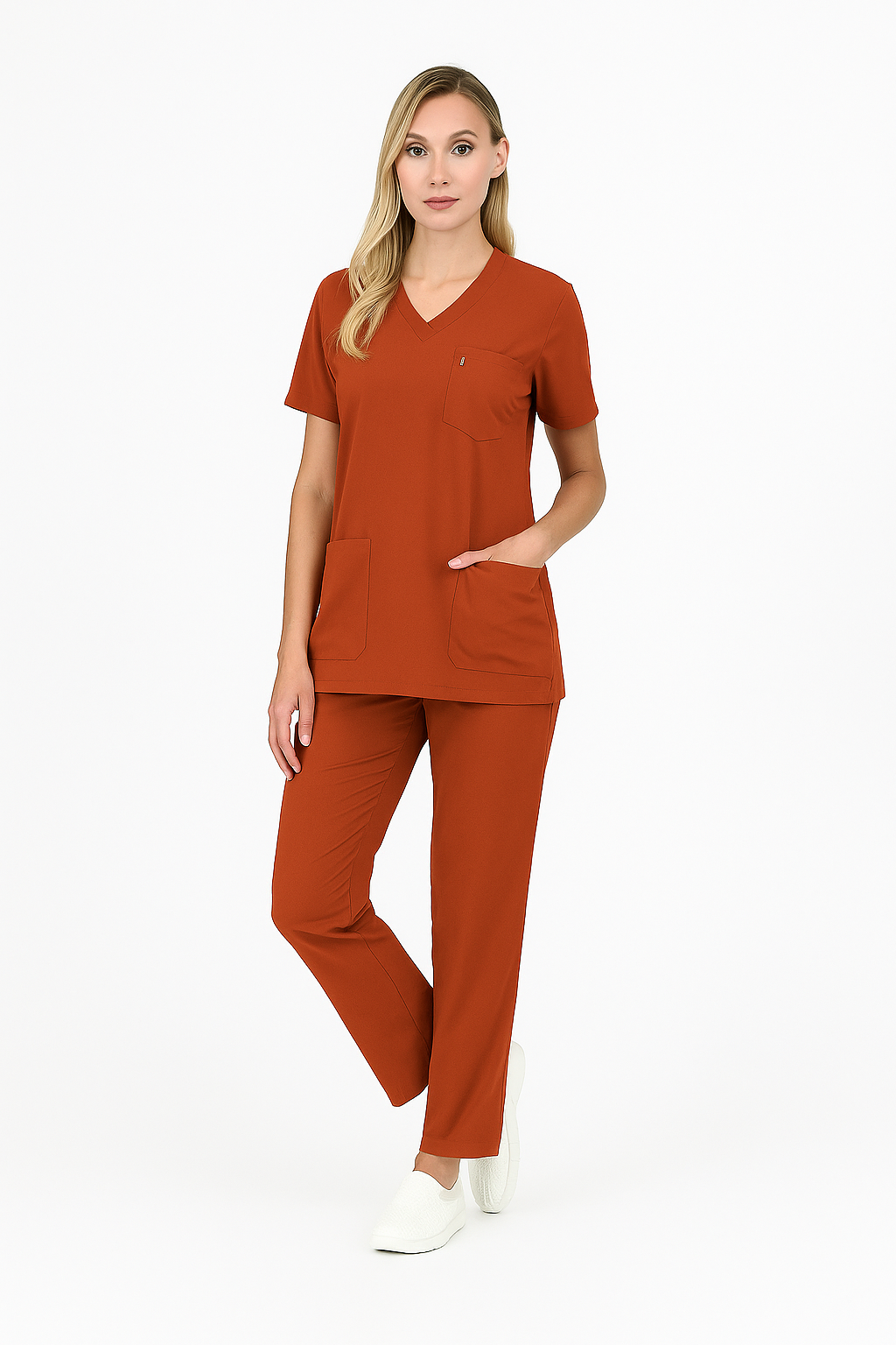CORE FLEX LİKRALI KADIN CERRAHİ TAKIM XXL - Kiremit