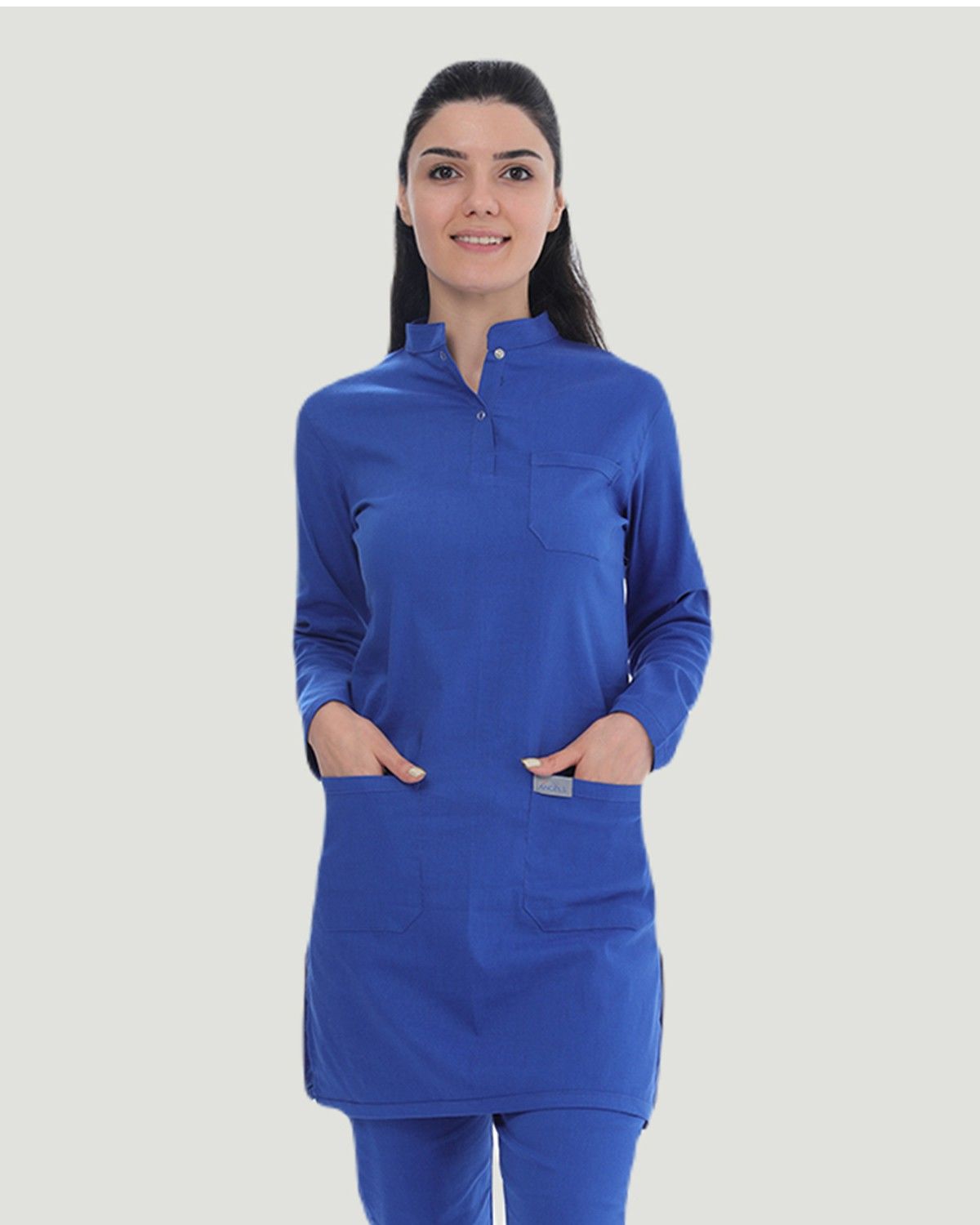 TERİKOTON (İNCE KUMAŞ) TESETTÜR CERRAHİ UNİFORMA TAKIM M - Saks Mavi
