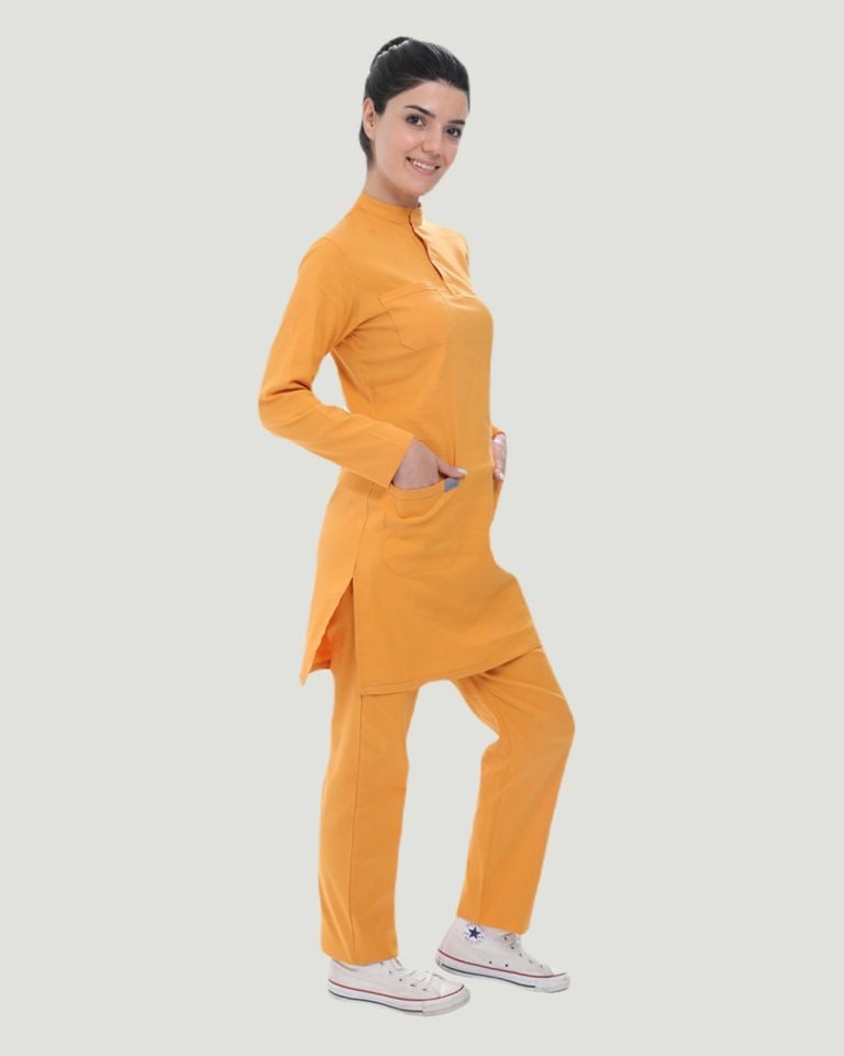 U-FLEX LİKRALI TESETTÜR CERRAHİ FORMA TAKIM L - Koyu Hardal