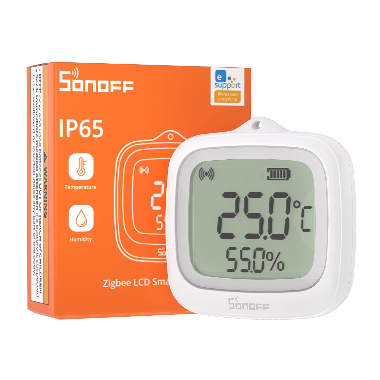 SNZB-02WD ZigBee IP65 LCD Ekranlı Akıllı Sıcaklık ve Nem Sensörü (YAKINDA)